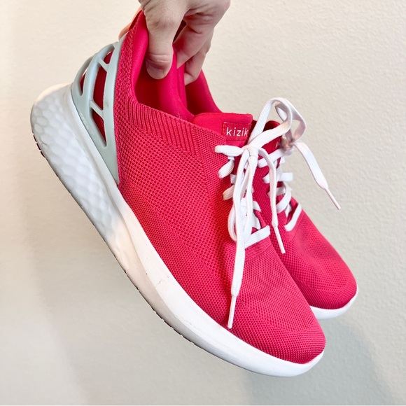 Shoes - Kizik Athens Womens 11 Wide Hands Free Slip On Sneakers Red White Comfort Shoe